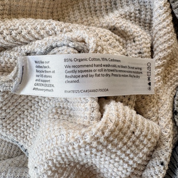 Eileen Fisher Oatmeal and Gray Crew Neck Sweater - Picture 7 of 9